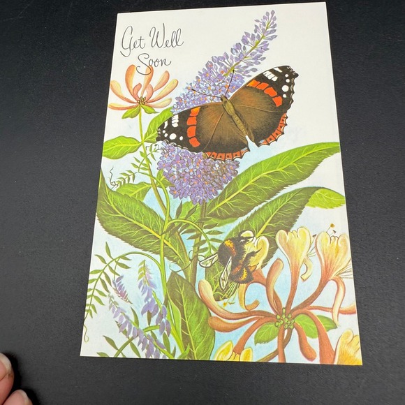 Vintage Get Well Cards with Butterflies and Botanical Floral Illustrations‎ - Picture 8 of 11